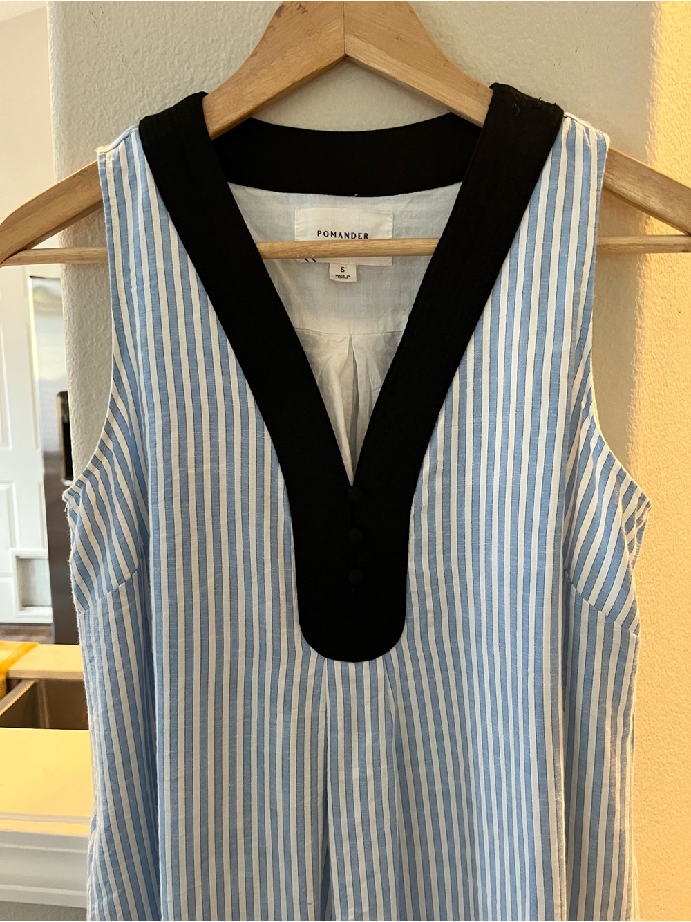 Tuckernuck Blue and White Striped Sleeveless Dress with Black Trim - Picture 3 of 4